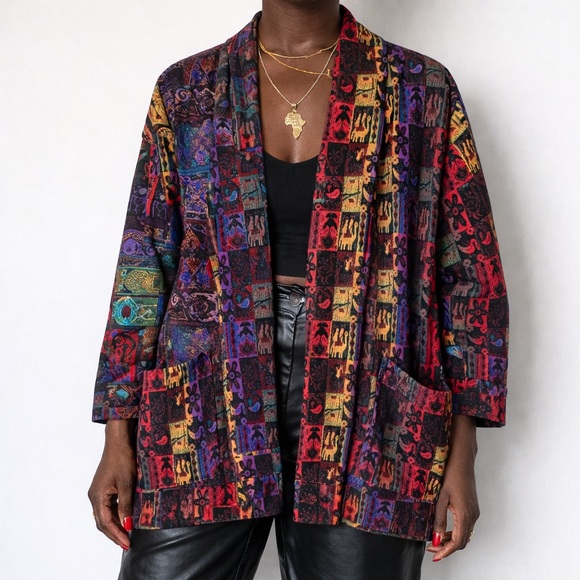 Himalaya Jackets & Blazers - Vintage Himalaya Tapestry Jacket Boho Kantha Ethnic Cotton Patchwork Open Front
